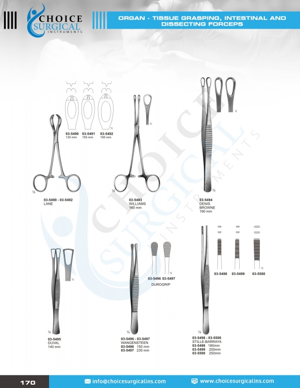 Forceps, Intestinals Clamps, Specula, Biopsy Forceps, Anuscopes Gall Duct